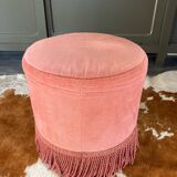 Pink velvet pouf
