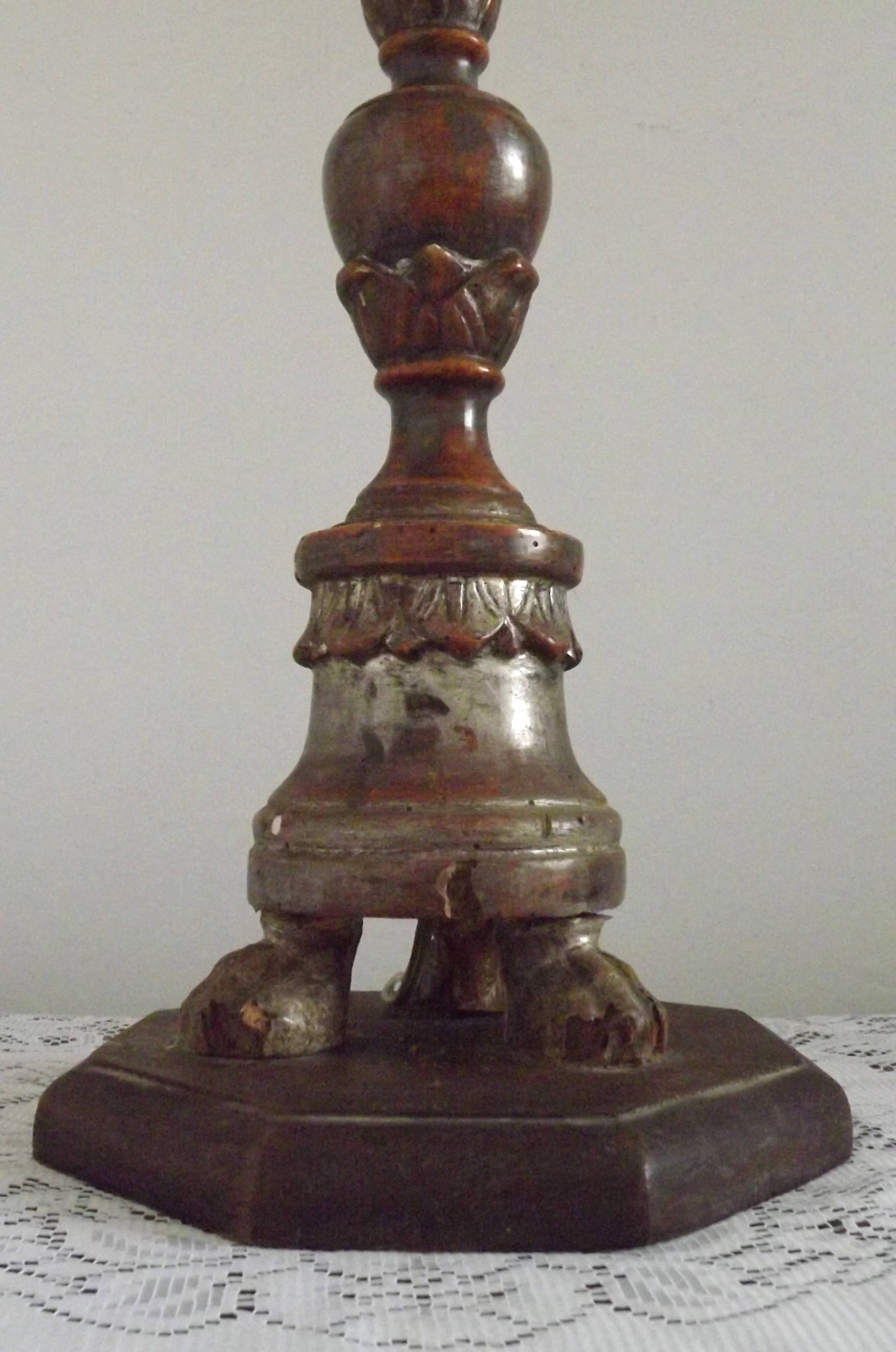 Antique 18th Century Church Altar Candlestick Converted to Table Lamp