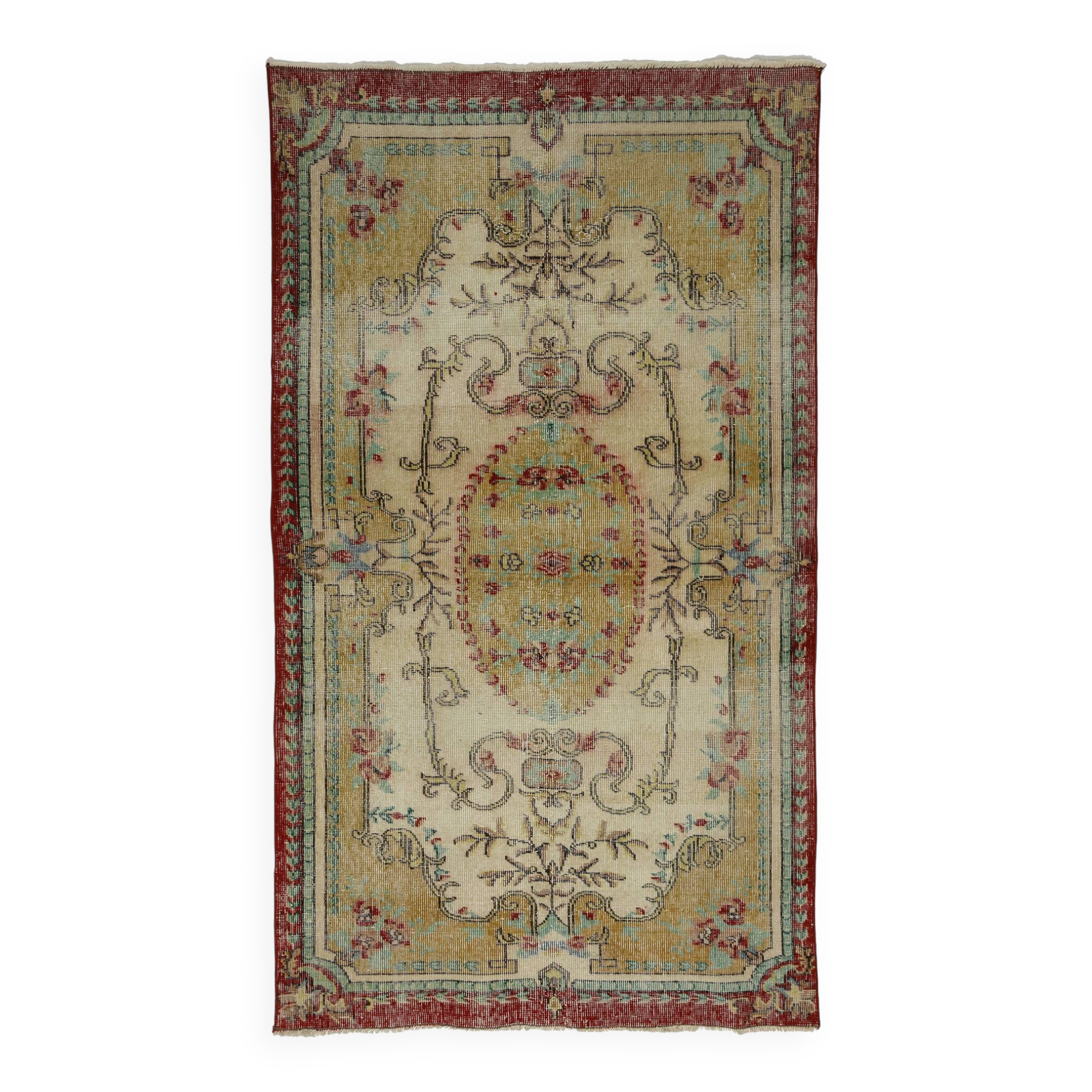 ONE-OF-A-KIND TURKISH HANDWOVEN VINTAGE RUG - RUSTIC VINTAGE CHARM 210X 120