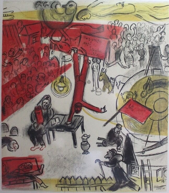 Marc CHAGALL Lithographic poster Mourlot Revolution 1963 Painters witnesses of their time