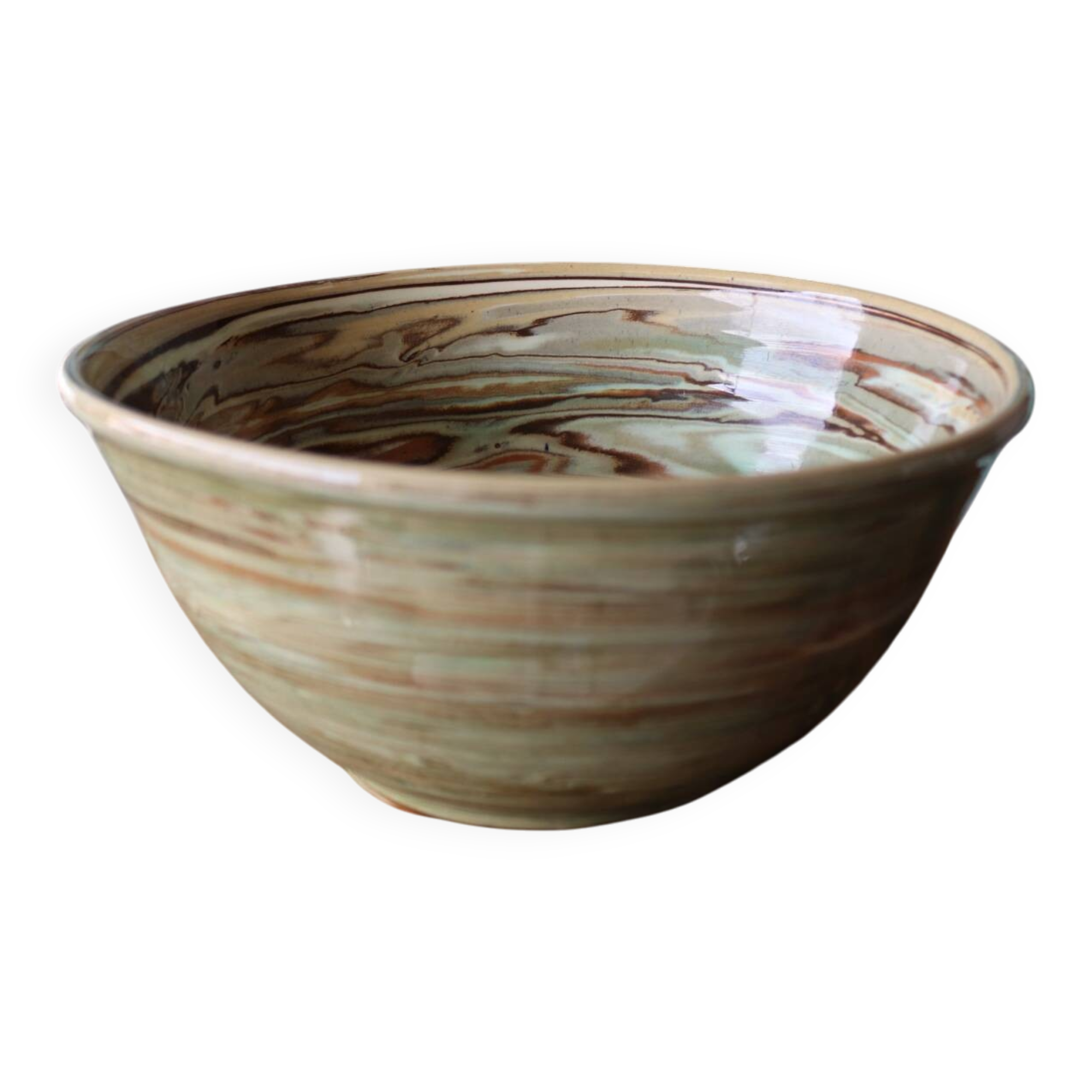 Mixed clay salad bowl signed Girod