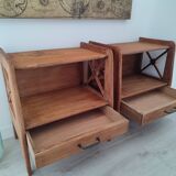 Pair of bedside tables in oak workshop Saint Sabin year 1950