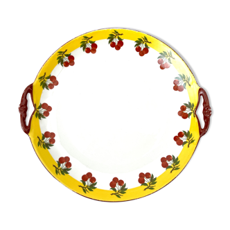 Plat rond gateau vintage décor cerises