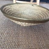 Straw and brass basket