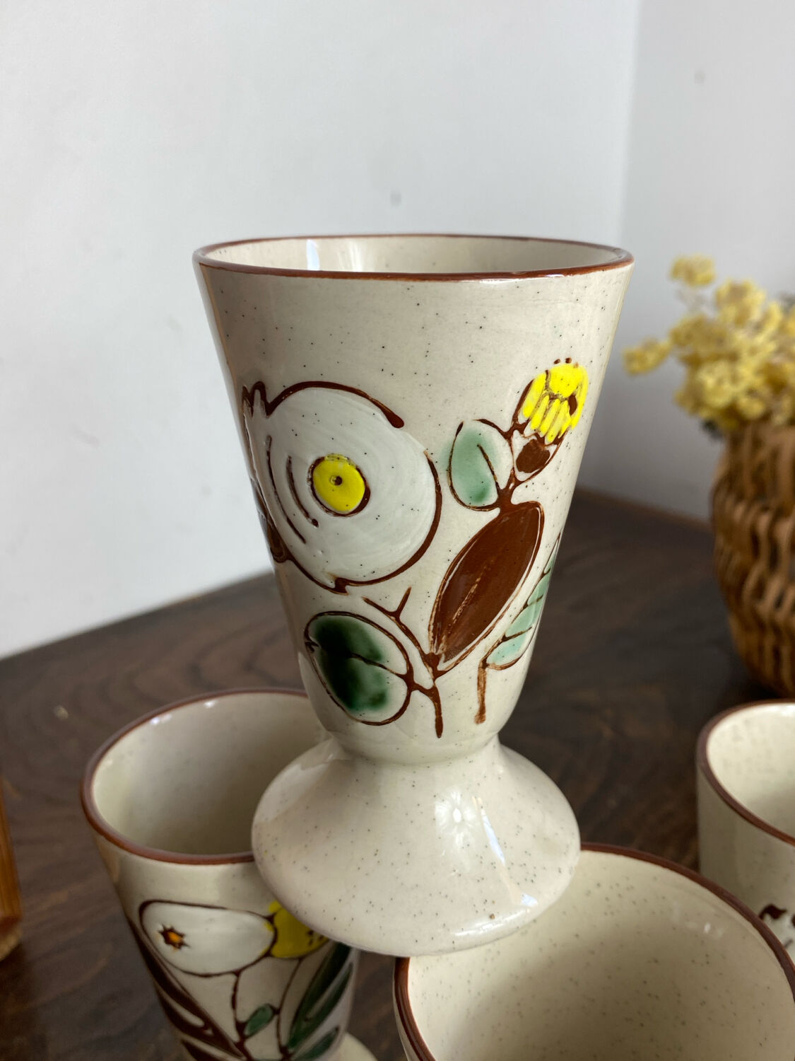 Six stoneware mazagrans