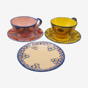 Set cups and saucers henriot quimper