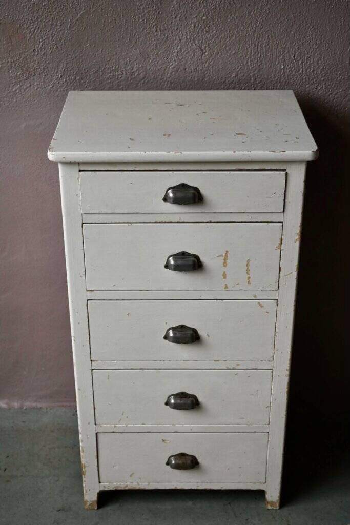 Small wooden chest of drawers vintage retro patinated bohemian 1950s