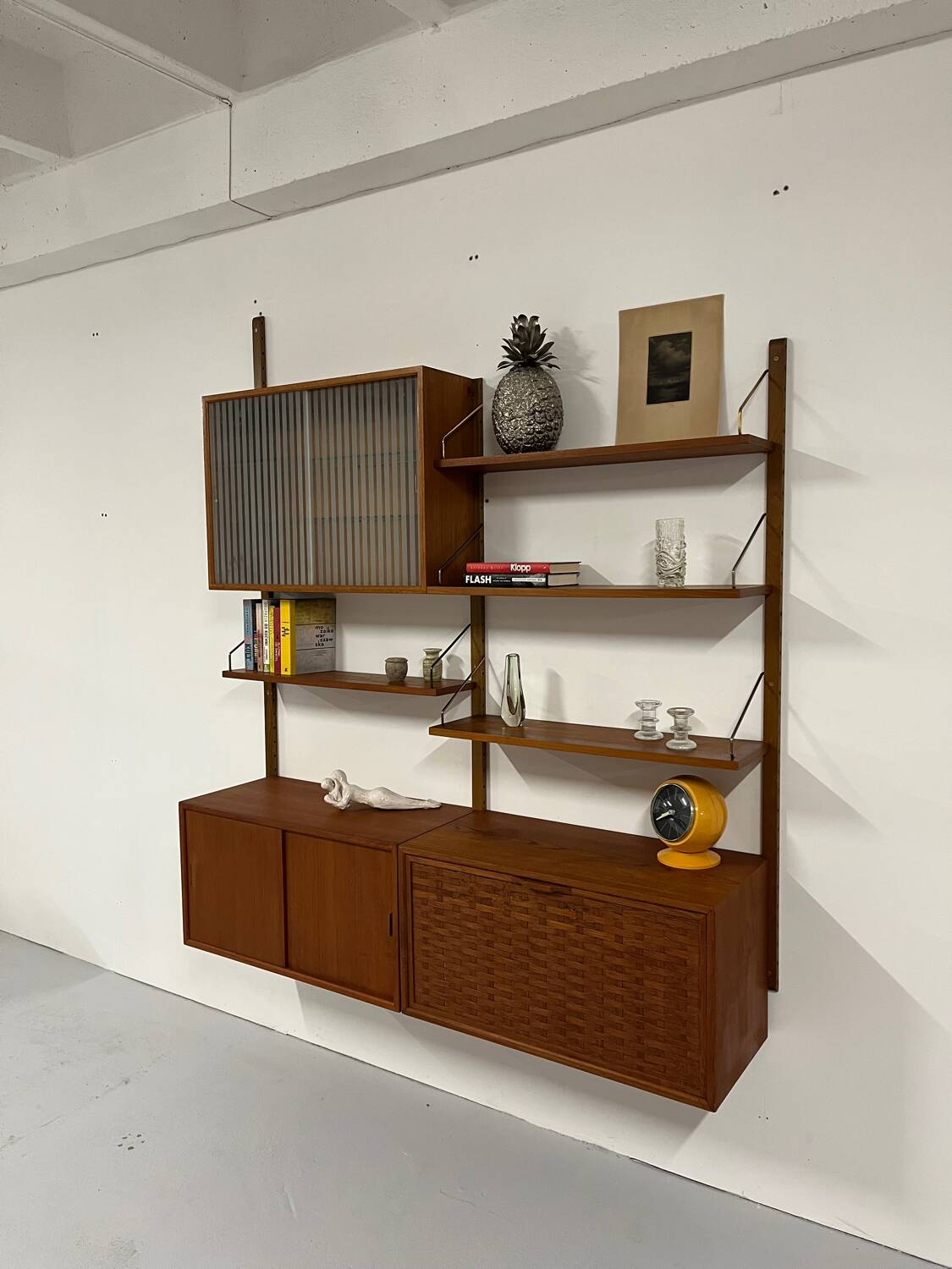 Meuble mural en teck, Danemark, années 1960