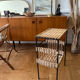 Metal and woven wicker side table – 1970s/80s