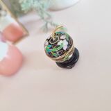 Pill box, small vintage cloisonné pill box in apple