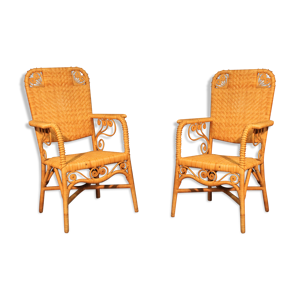 Paire de fauteuils rotin peacock