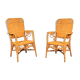 Paire de fauteuils rotin "peacock" 1970