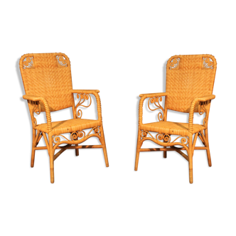 Pair of rattan armchairs "Peacock" 1970