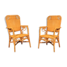 Paire de fauteuils rotin "peacock" 1970