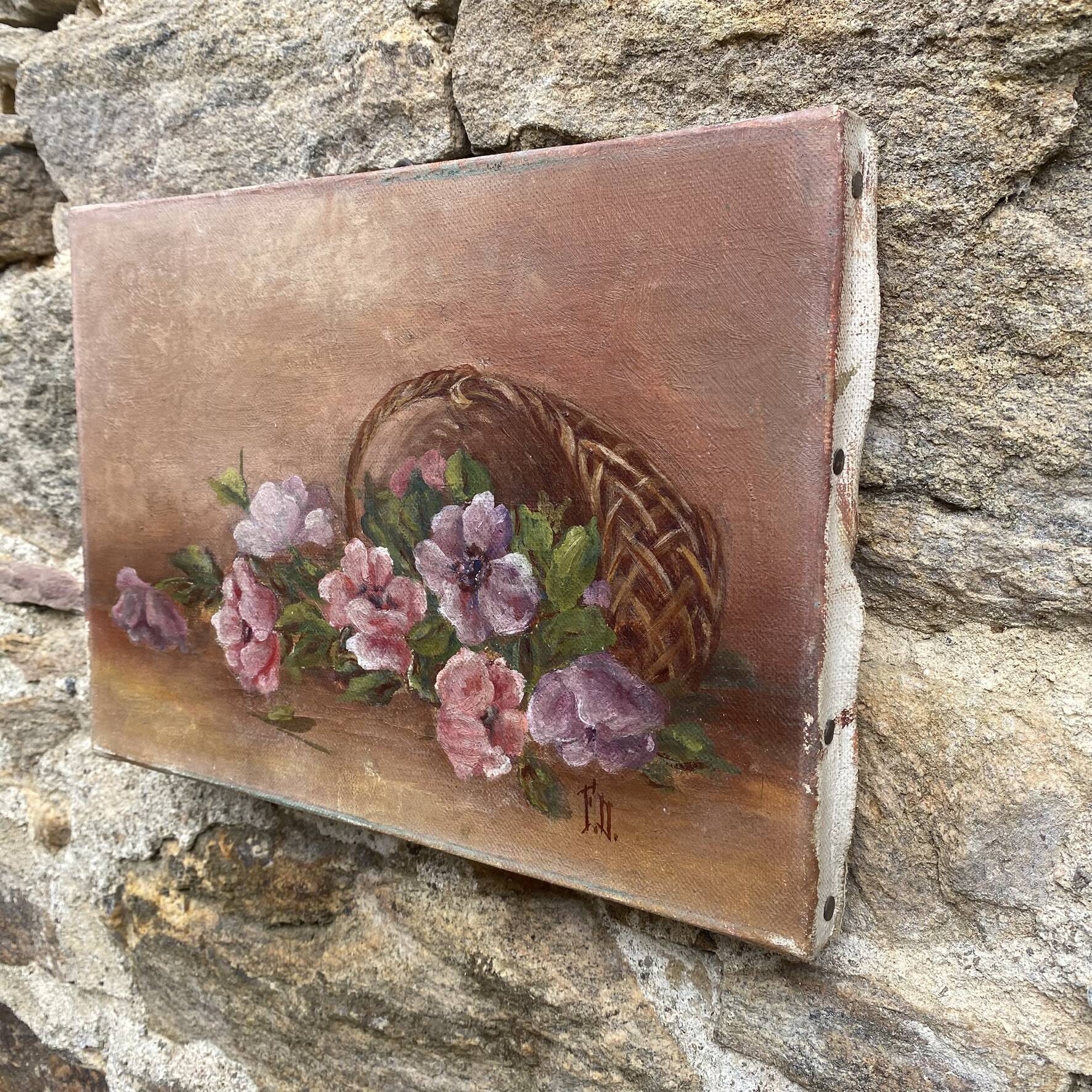 Painting bouquet, canvas on frame flowers 27X19.5