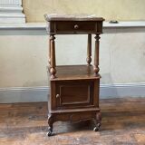 Old bedside table nightstand walnut chamber pot pink marble top 19th century