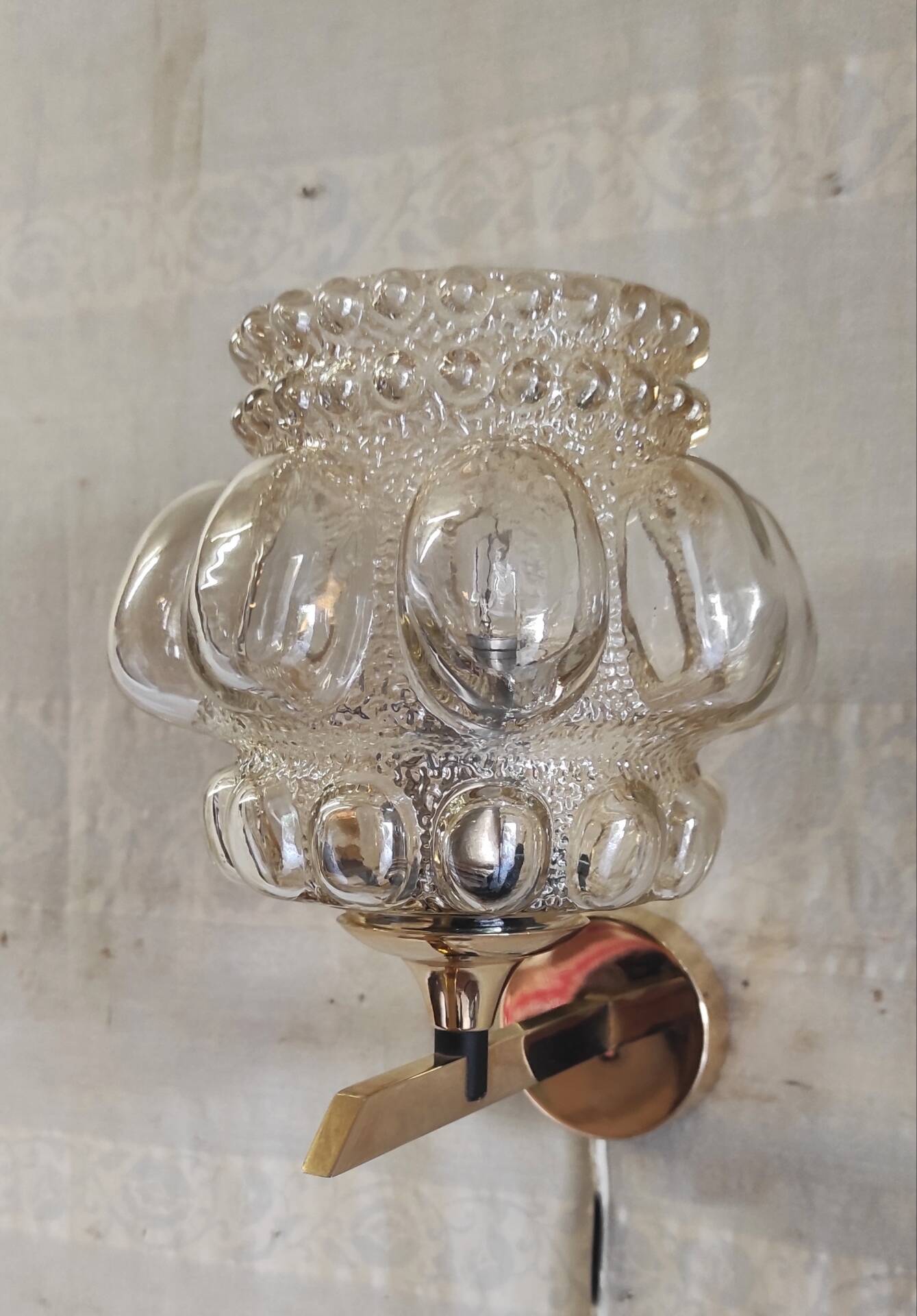 Brass and glass wall lights by Helena Tynell - 1970s