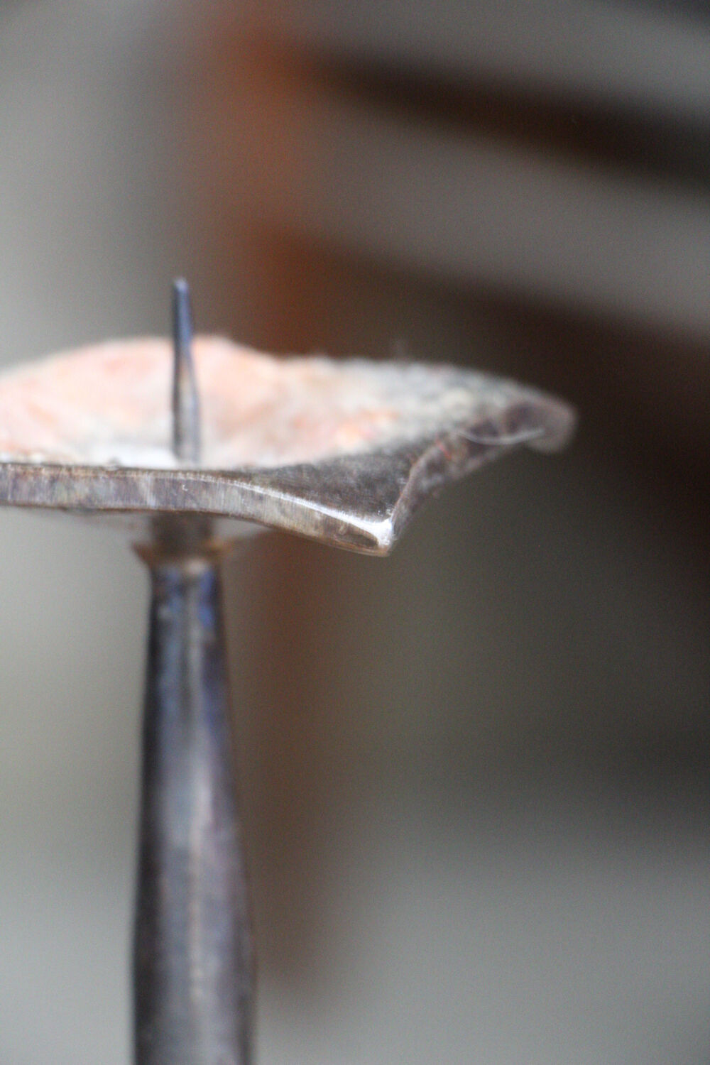 Brutalist beaten iron candle holder 1950