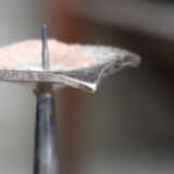 Brutalist beaten iron candle holder 1950