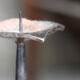 Brutalist beaten iron candle holder 1950