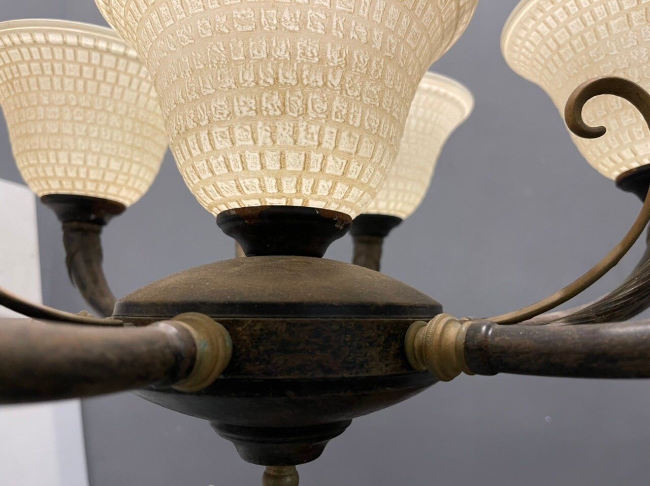 Vintage bronze Murano glass chandelier 1960s