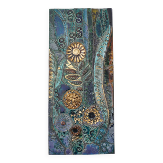 Vintage brutalist large ceramic wall plaque, Vallauris style, 1970's French