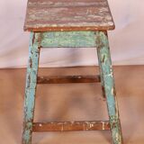 Old workshop stool in original blue patina Burmese teak