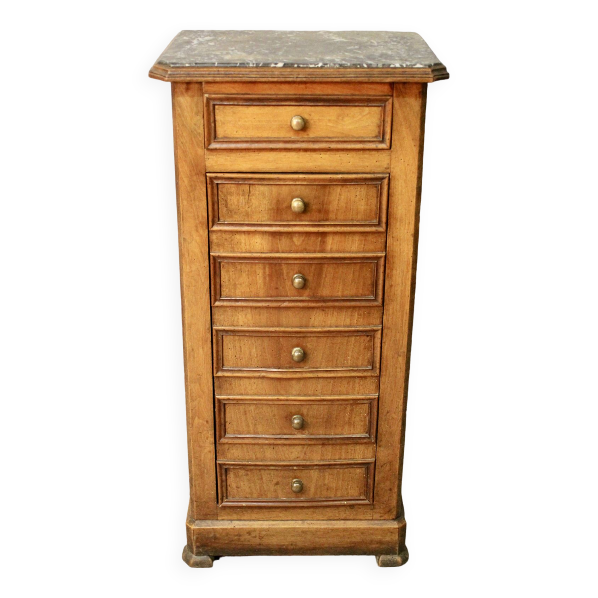 Louis Philippe bedside table in walnut with false drawers