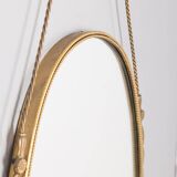 50s vintage wall mirror in brass decorated italian design