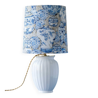 Blue and white ceramic table lamp, vintage Dutch Delftware.