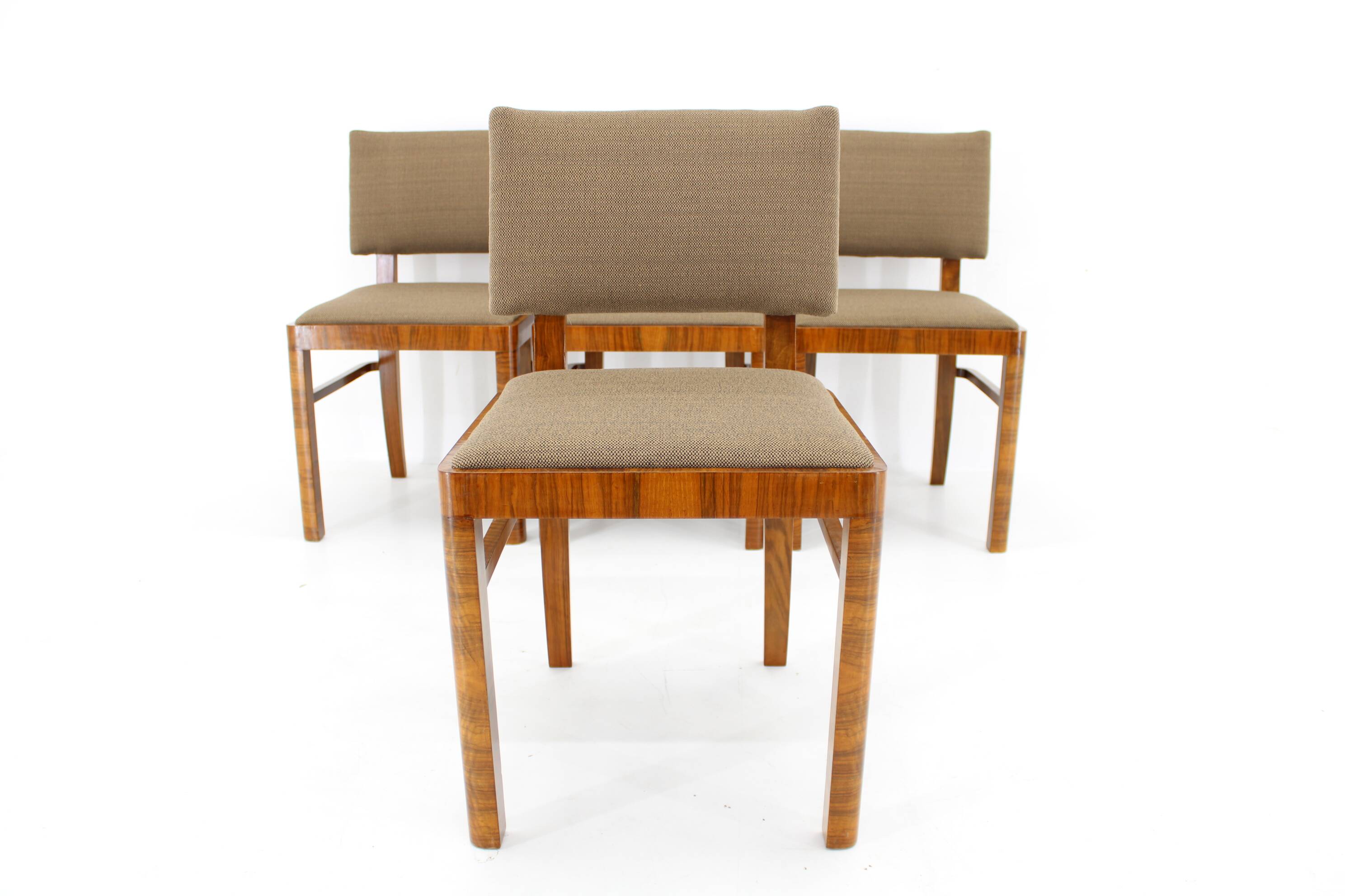 1930s Set of Four Restored Art Deco Dininng Chairs, Czechoslovakia