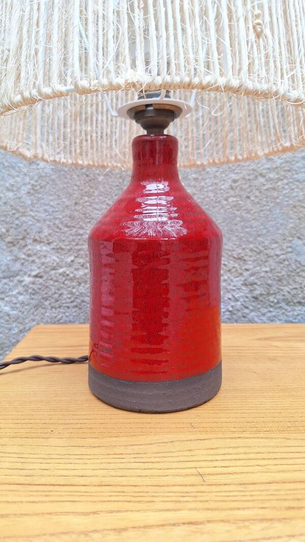 Lampe en céramique danoise Belka abat jour en corde