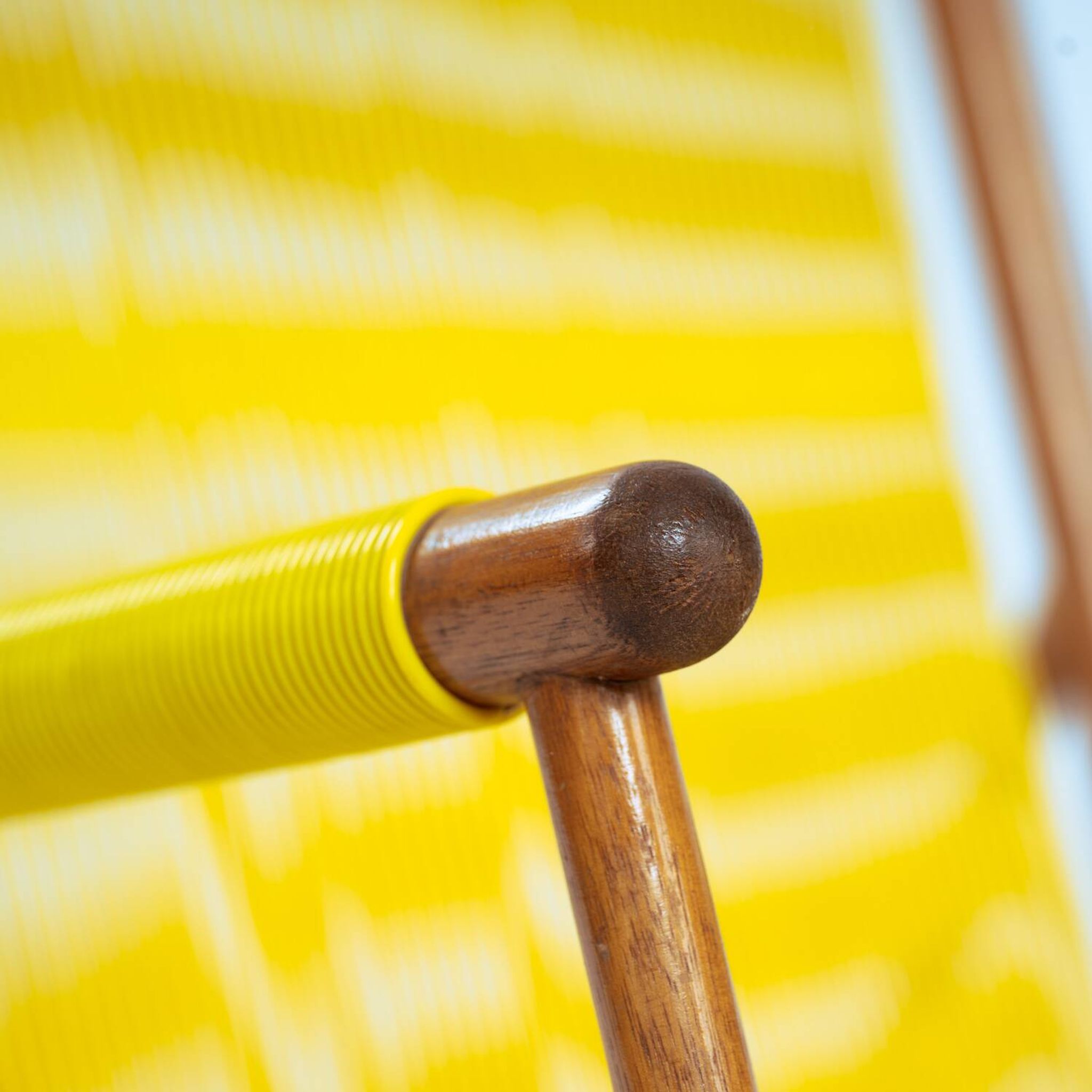 2 Yellow Spaghetti Armchairs in Beech, Garden Lounge Chairs, 1960s