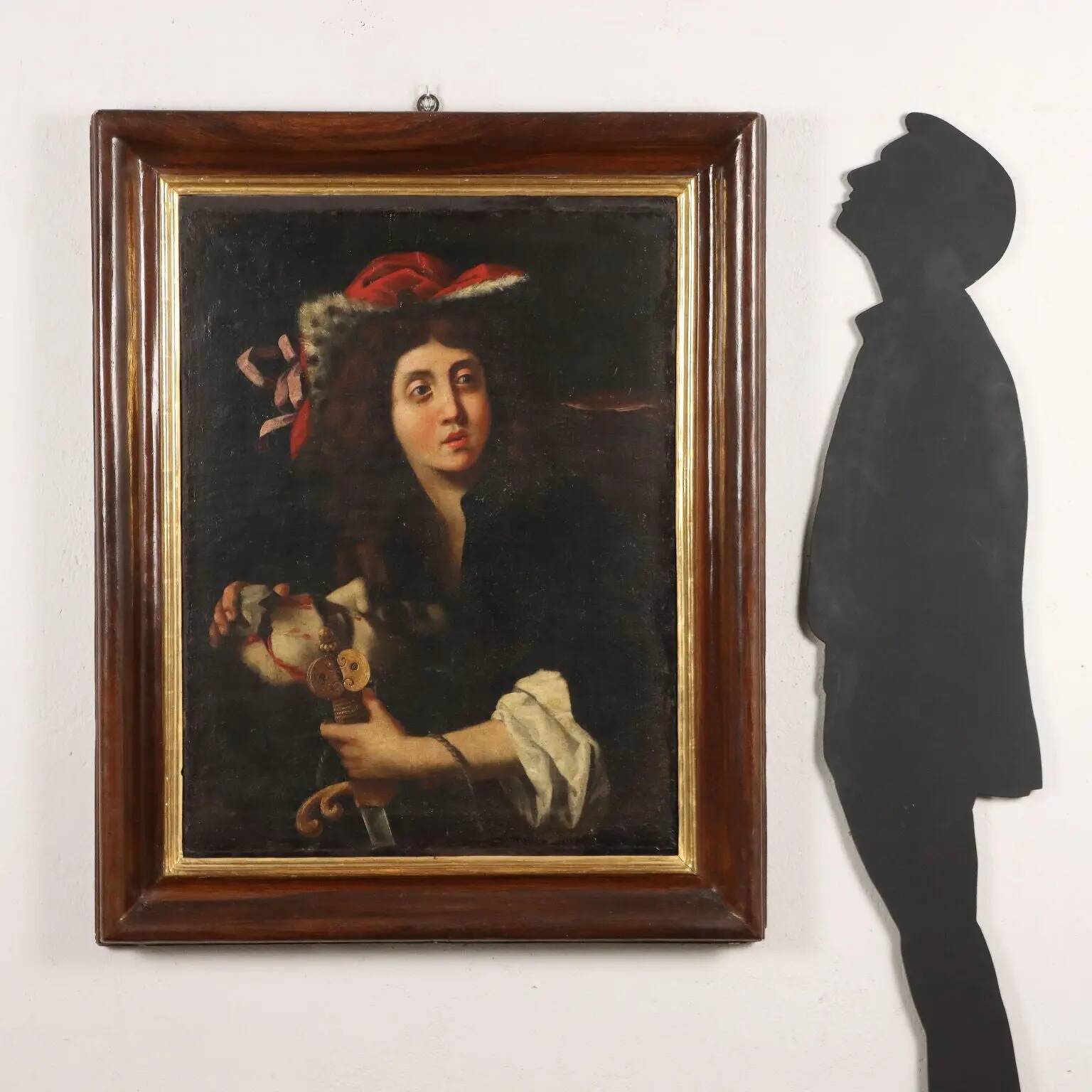 Ancient painting with a religious subject, oil on canvas, 18th century.