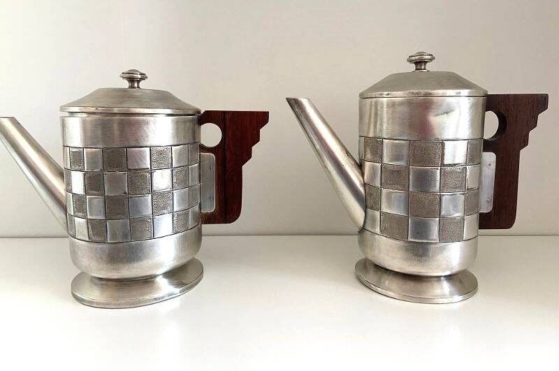 Tea & Coffee Service Pieces Silver-Plated Metal Art Deco A.S Stamp
