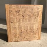 Decorative wooden top with checkerboard effect