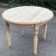 Renovated oval extendable round table in raw wood 115-160cm
