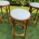 3 tabourets de bar en bois courbé et assise tissu