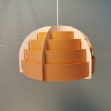 Hanging lamp made of plastic slats by Lars Schiøler for Hoyrup Lighting Denmark 1976.