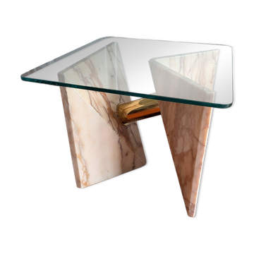 1980s Ligne Roset pink marble side table