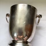 Champagne bucket in silver metal with two handles dimension: height -18cm- diameter -22 cm-