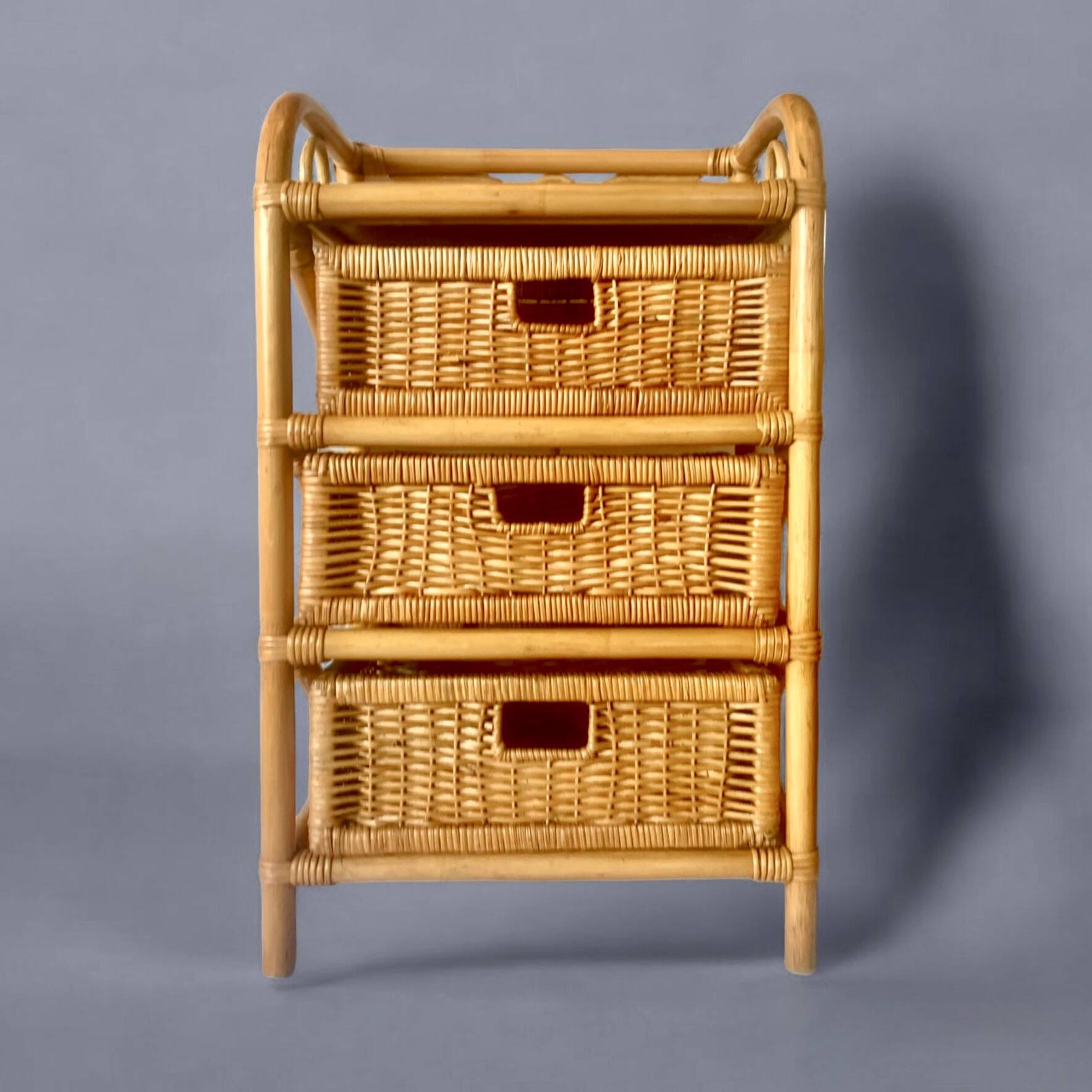 Vintage rattan and bamboo chest of drawers