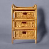 Vintage rattan and bamboo chest of drawers