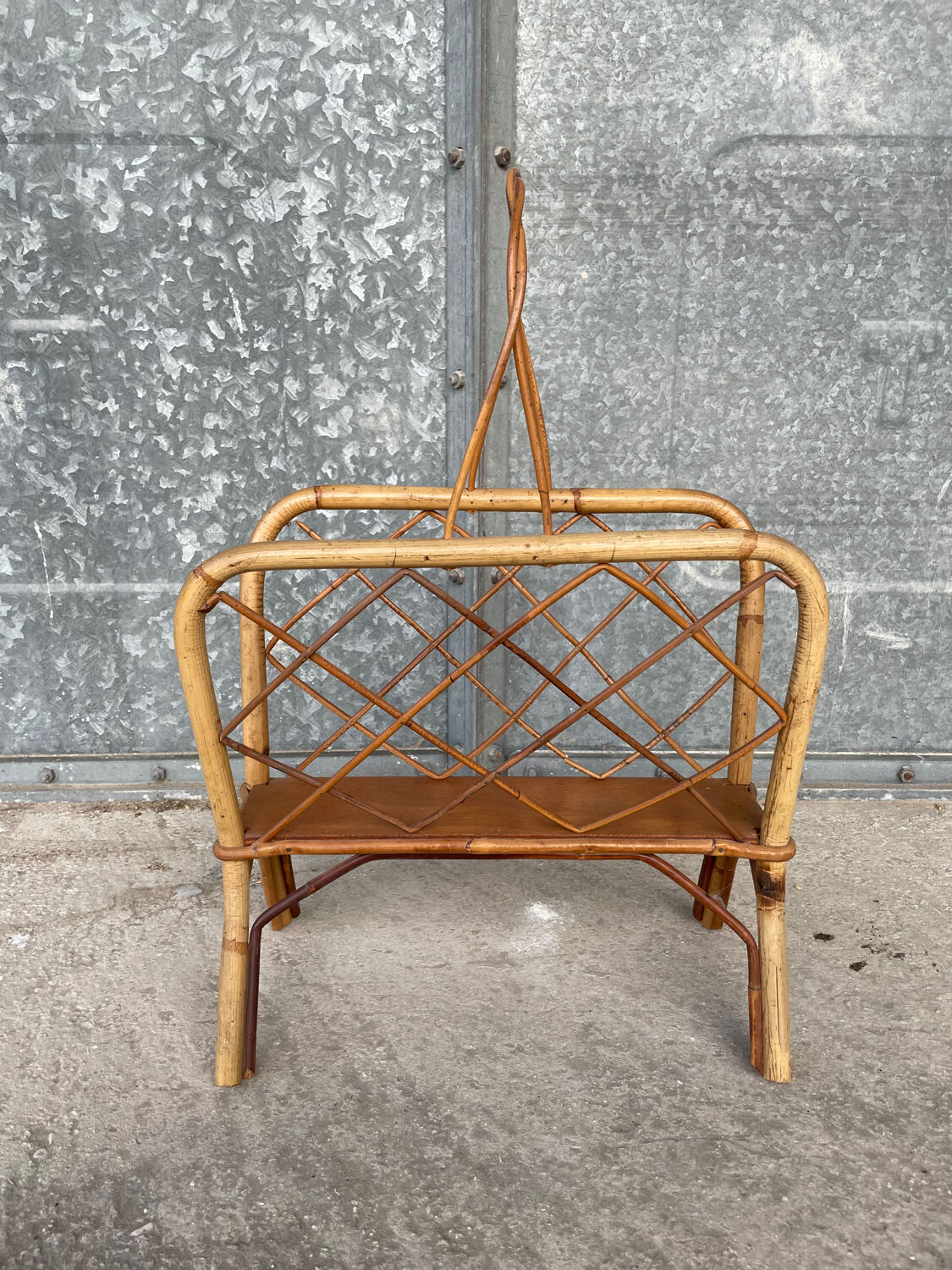 Vintage rattan magazine rack