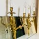 St Louis XV wall lights in solid gilded bronze with curved branches.