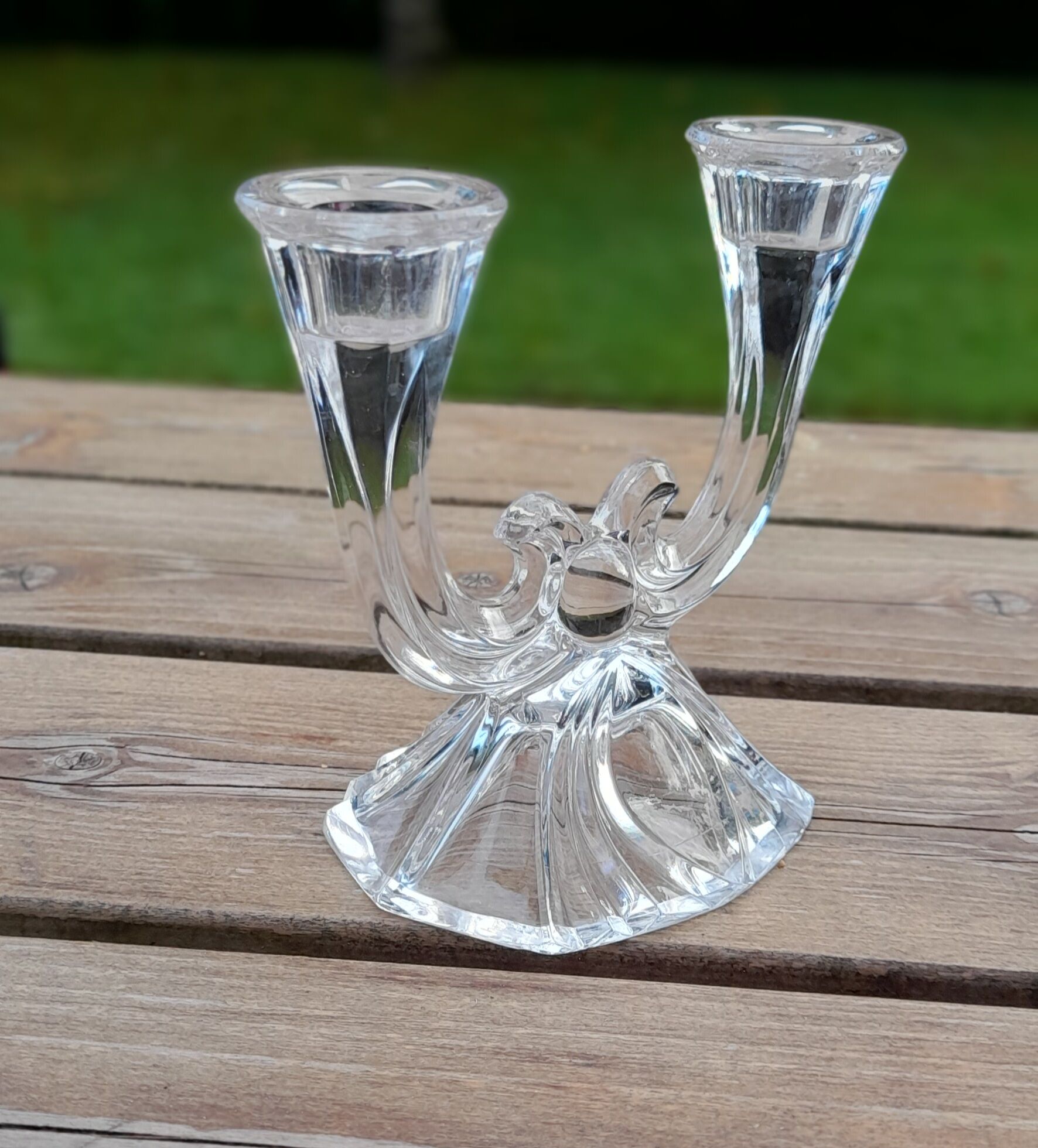 Candle holder 2 branches in Phoenix crystal, periode artdeco