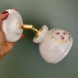 Vintage white opaline wall lamp with shade