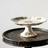 Antique compote dish "Marrons" Longchamp earthenware, polychrome ironstone.