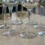 7 vintage iridescent foot glasses