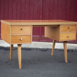 German 60s office in beech wood, compass feet